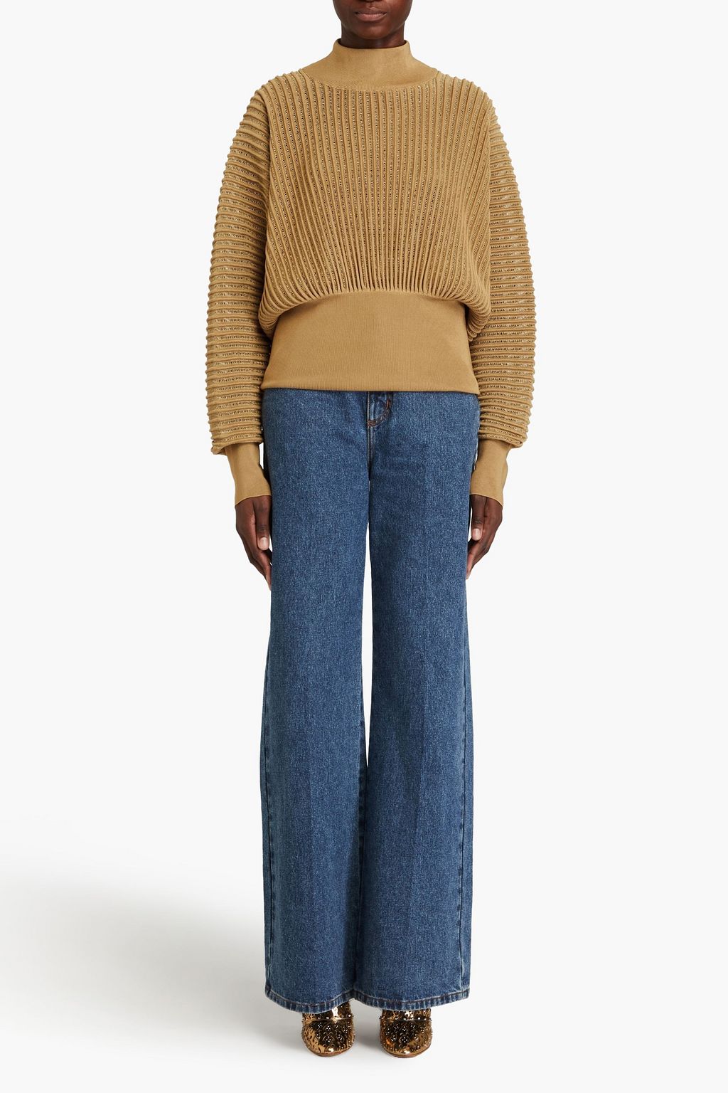 ALAÏA Metallic ribbed-knit turtleneck sweater
