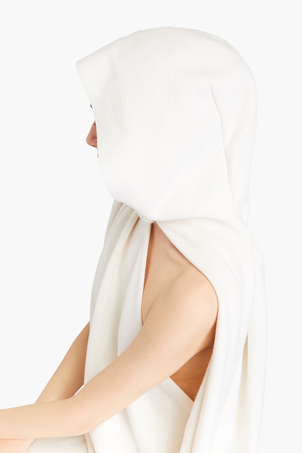 ALAÏA Cape-effect cashmere hooded mini dress