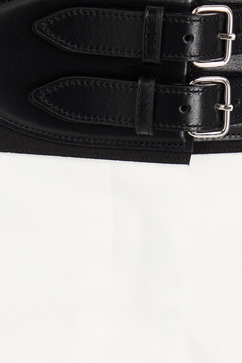 ALAÏA Leather-trimmed twill shorts