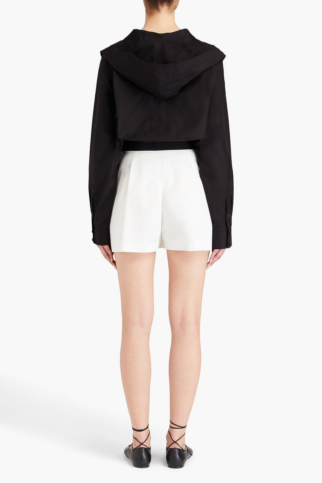 ALAÏA Leather-trimmed twill shorts