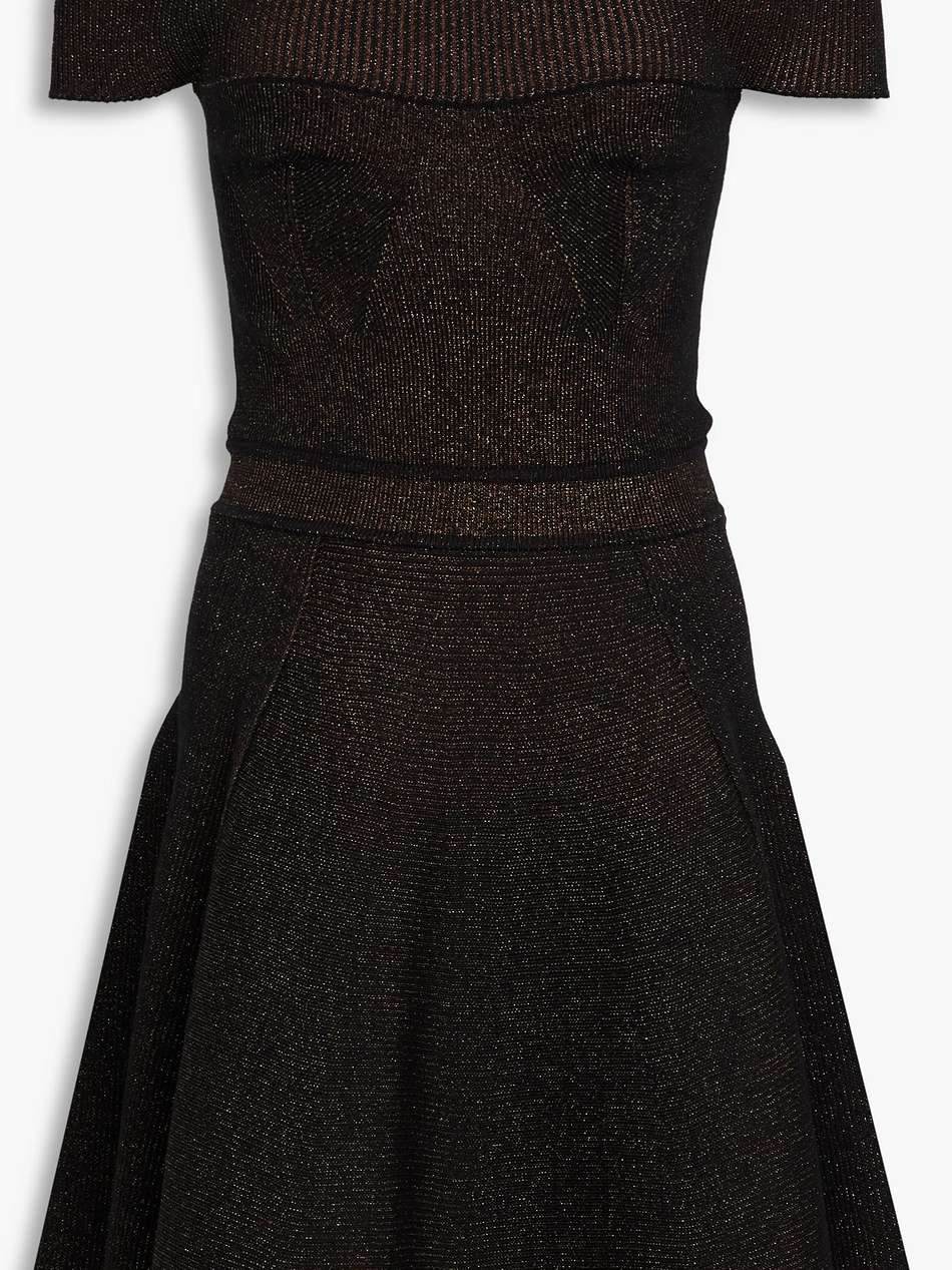 off-the-shoulder metallic wool-blend mini dress