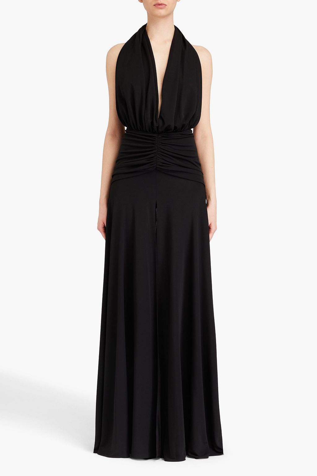 ALAÏA Ruched jersey halterneck gown