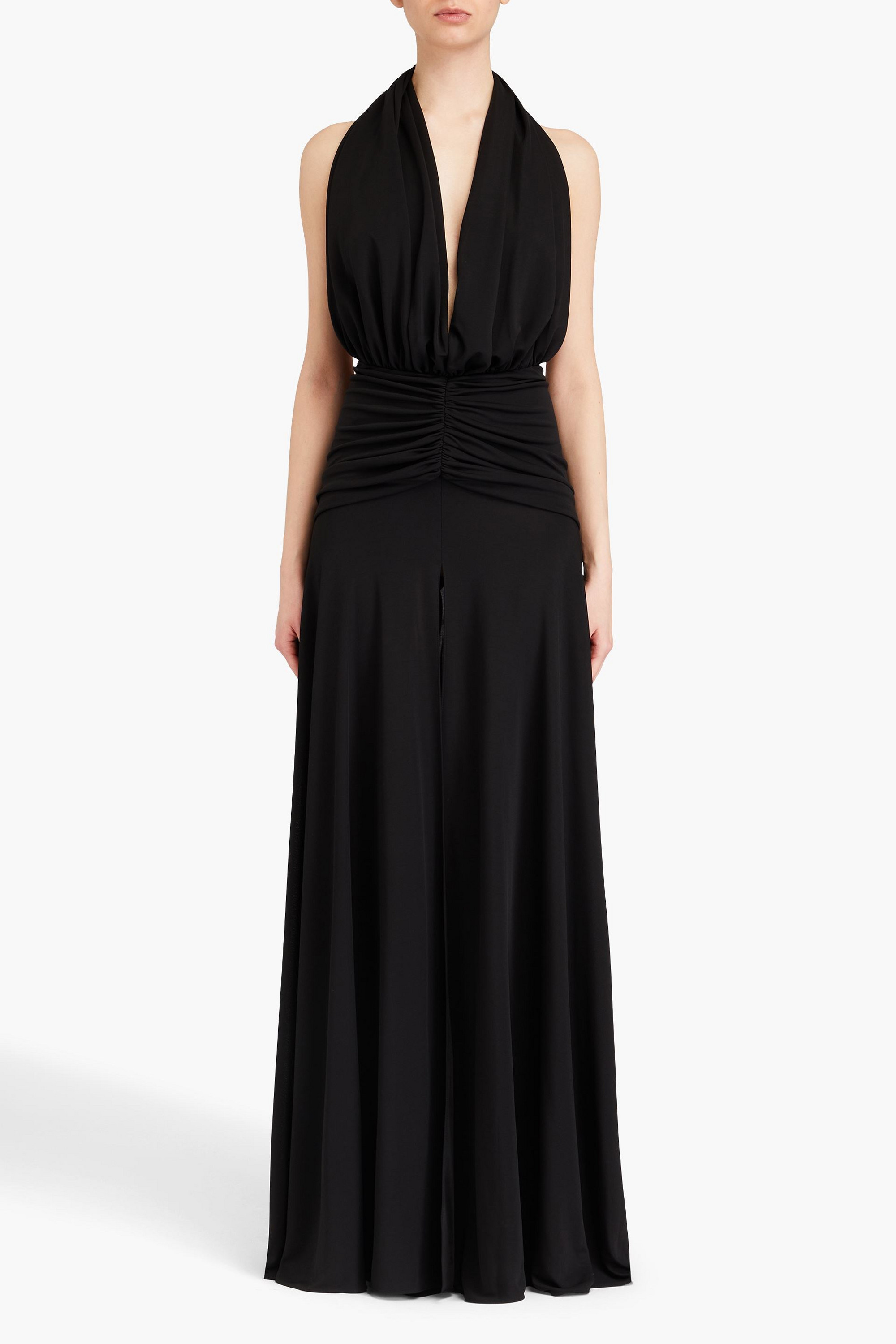 Alaïa Ruched jersey halterneck gown