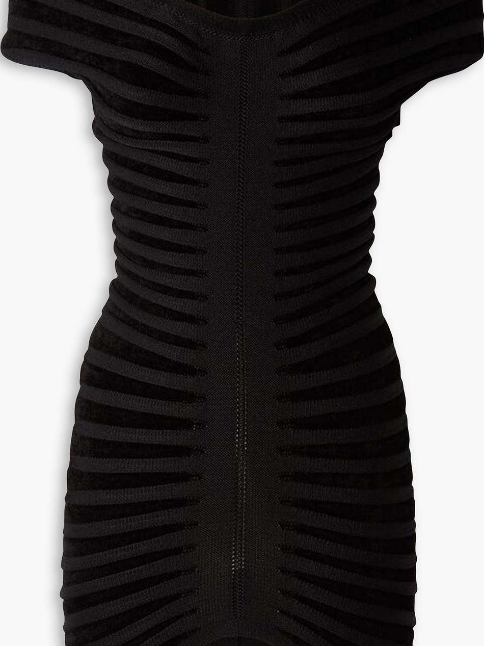 off-the-shoulder velvet mini dress