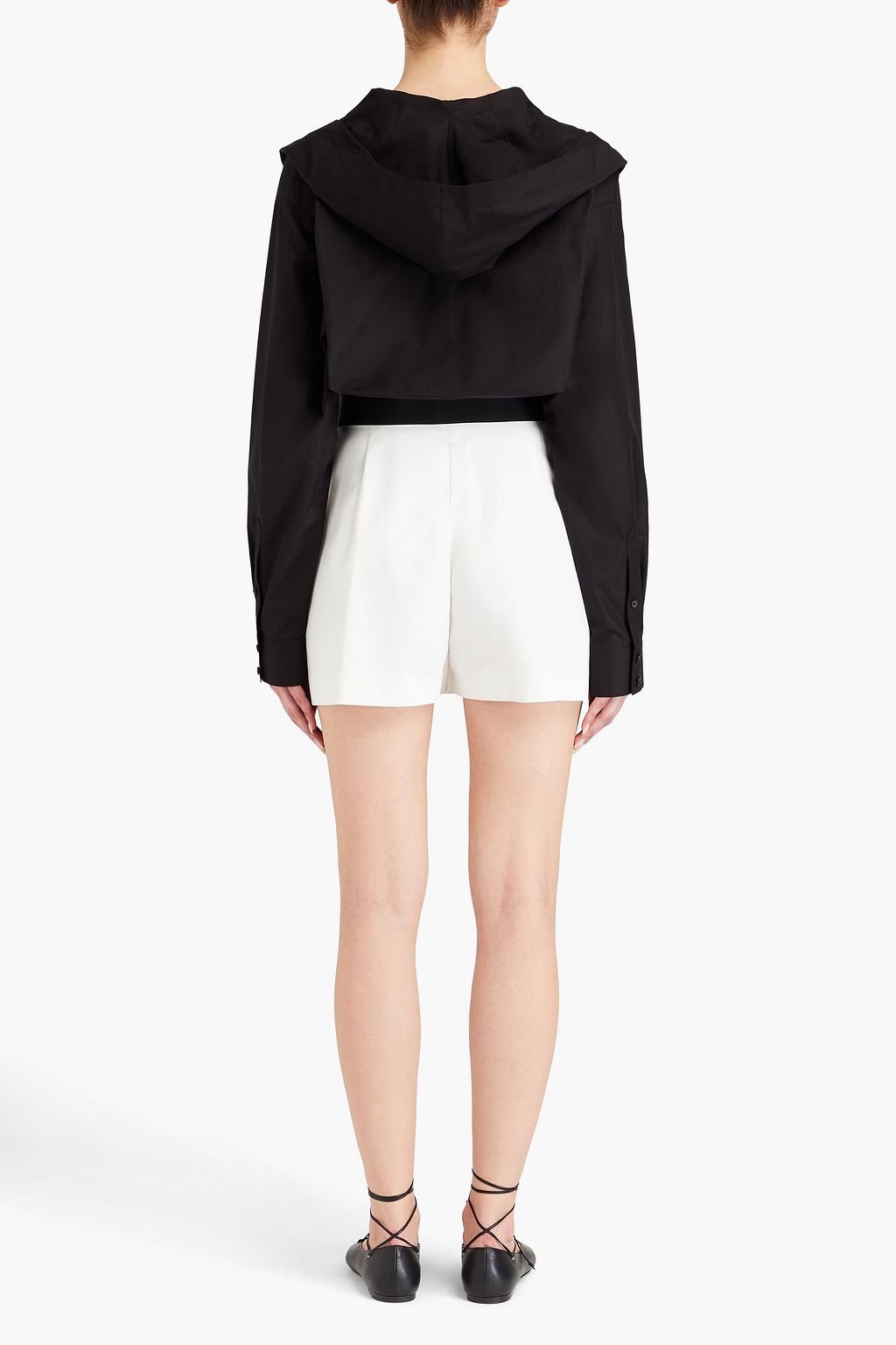 ALAÏA Cotton-poplin and jersey hooded bodysuit