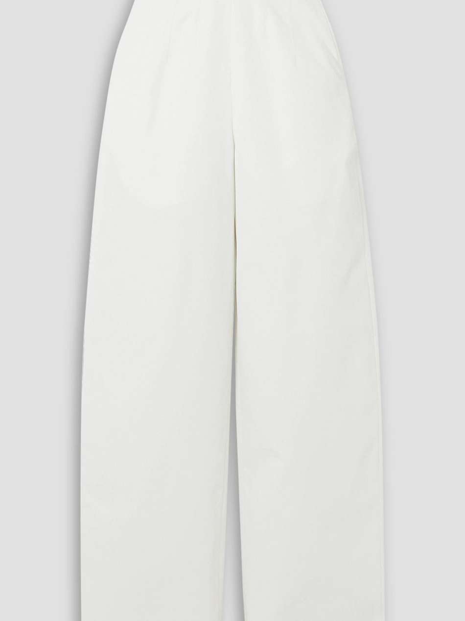 belted leather-trimmed gabardine wide-leg pants