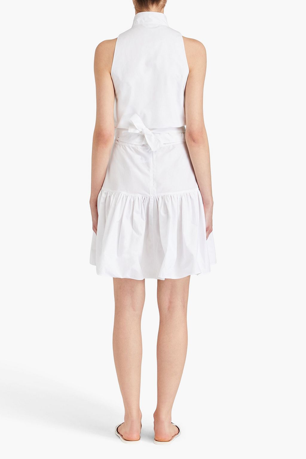 ALAÏA Tie-detailed cotton-poplin mini shirt dress