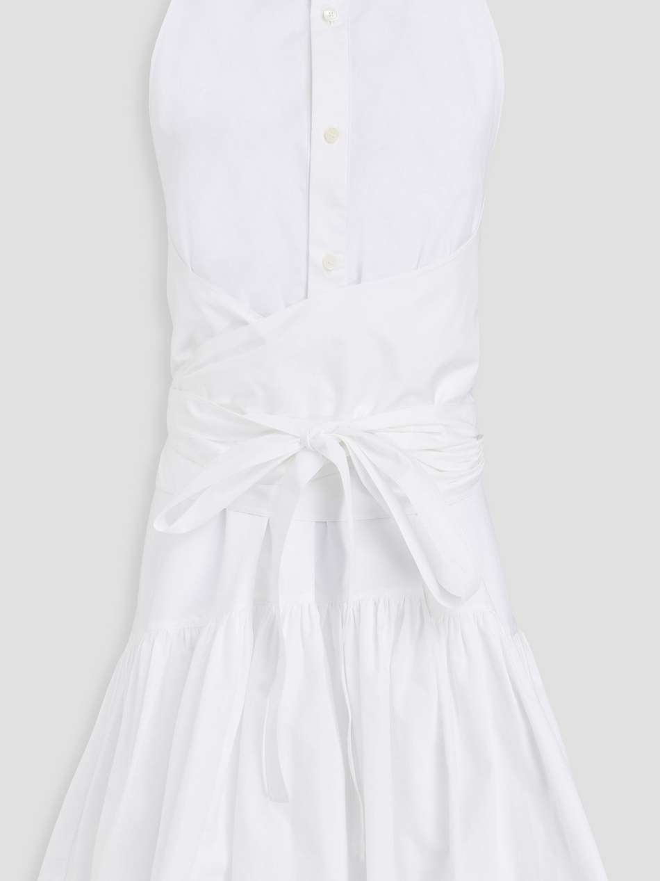 tie-detailed cotton-poplin mini shirt dress