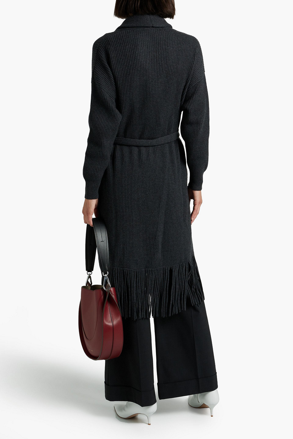 Brunello Cucinelli - Gerippter Cardigan Aus Kaschmir Mit Fransen - Grau - M 