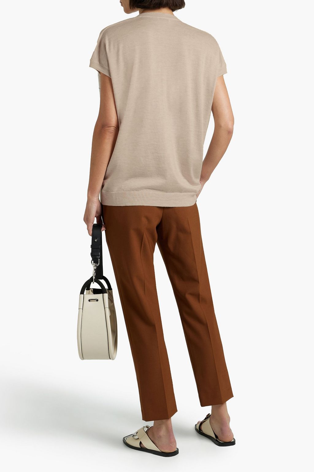 BRUNELLO CUCINELLI Embellished cashmere and silk-blend top