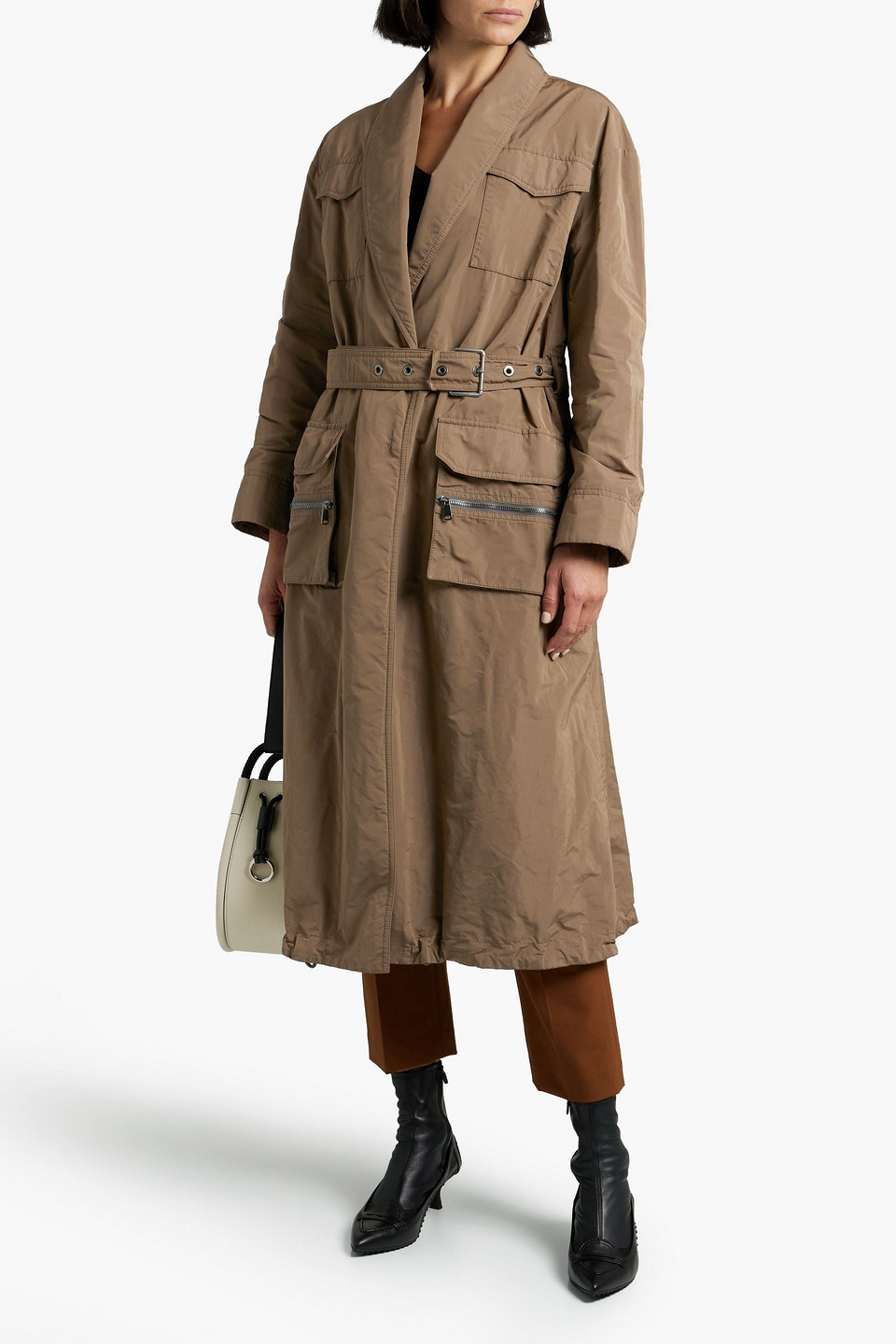 Brunello Cucinelli Shell Trench Coat In Mushroom | ModeSens