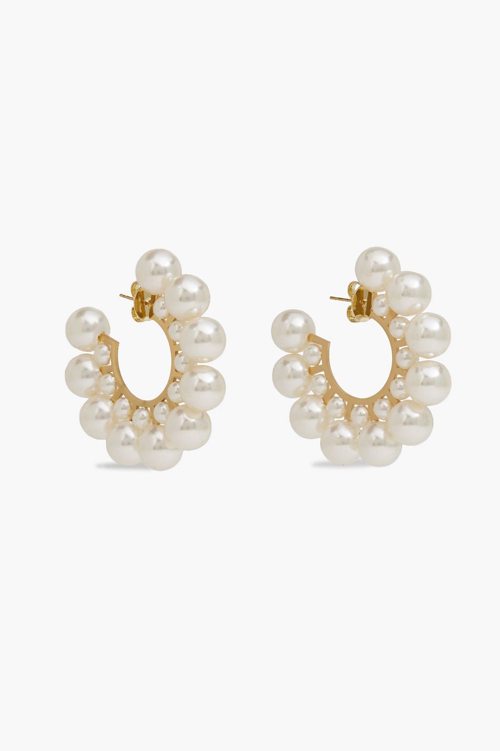 SHASHI 14-karat gold-plated faux pearl hoop earrings | THE OUTNET