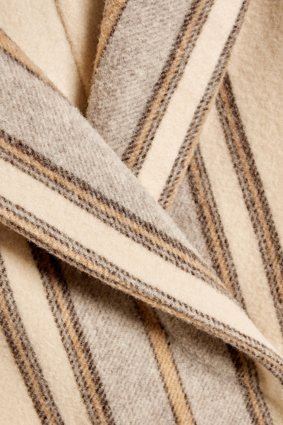 Shop Brunello Cucinelli Double-breasted Striped Wool And Cashmere-blend Felt Coat In Cream