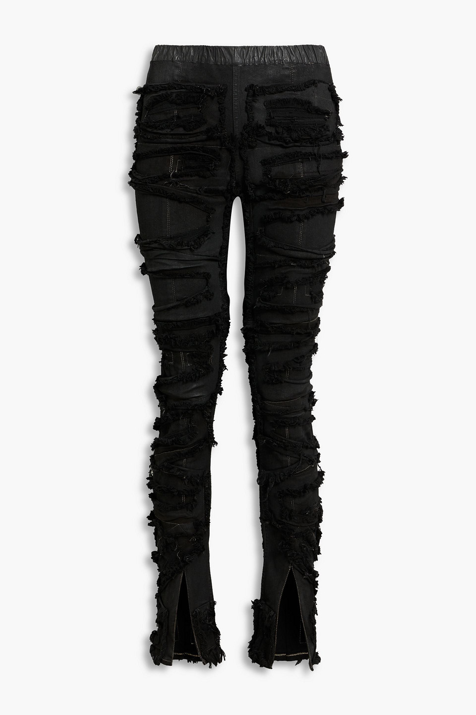 rick owens - detroit distressed high-rise skinny jeans - black - m