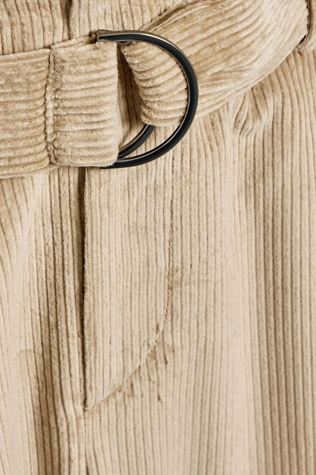 BRUNELLO CUCINELLI بنطال بقصة تضيق تدريجياً من القطن والمخمل المضلّع المصنوع من مزيج الكشمير مزود بحزام