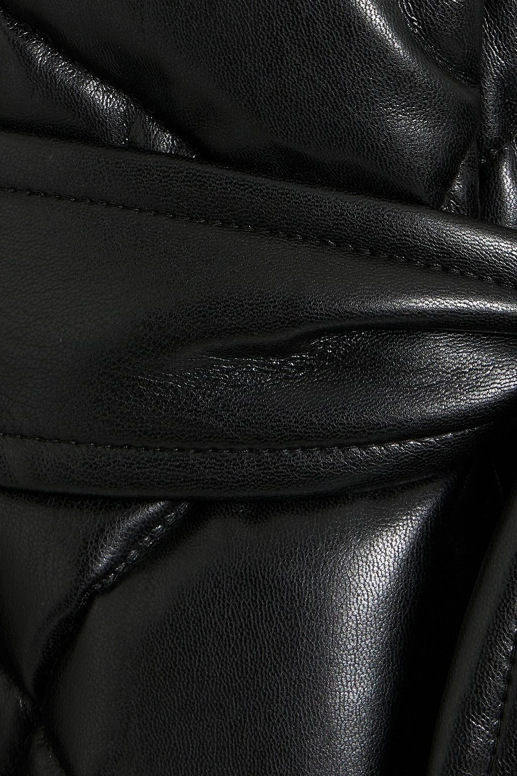 STAND STUDIO Maxim belted quilted faux leather coat