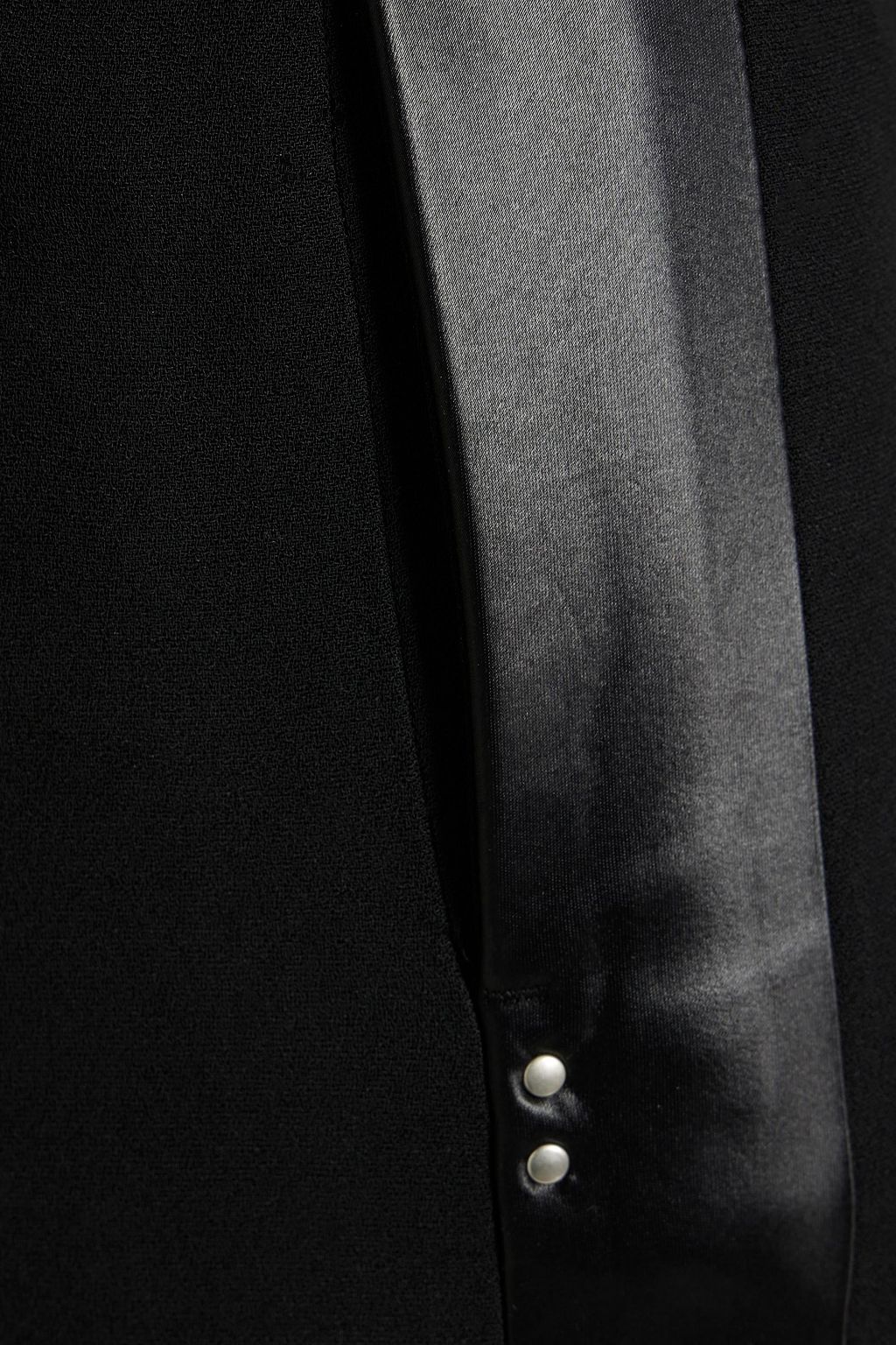 RICK OWENS Cropped satin-paneled wool-blend crepe skinny pants