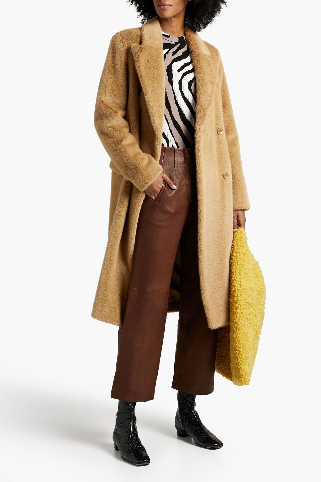 STAND STUDIO Minou double-breasted faux fur coat