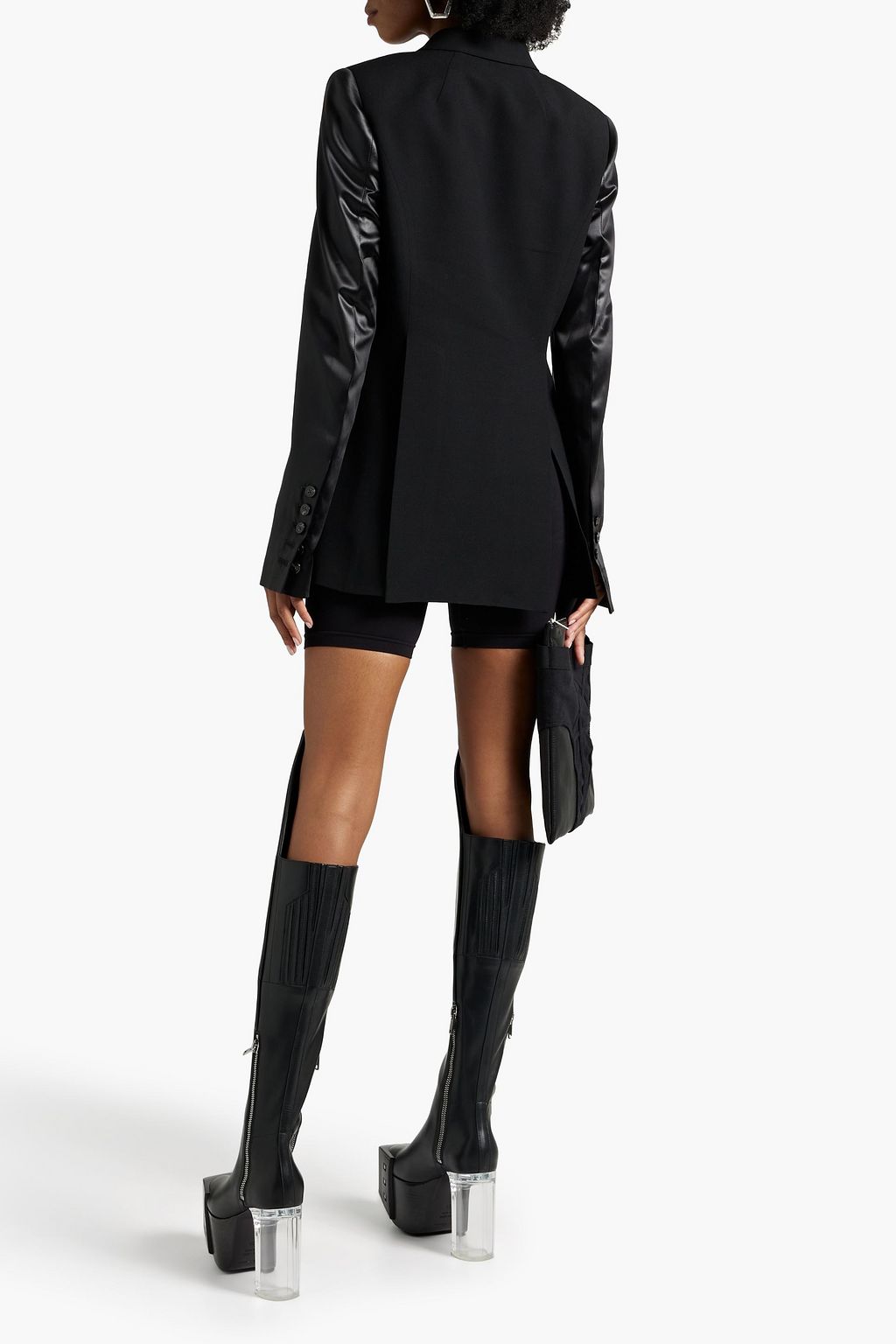 RICK OWENS Satin-paneled wool-blend crepe blazer