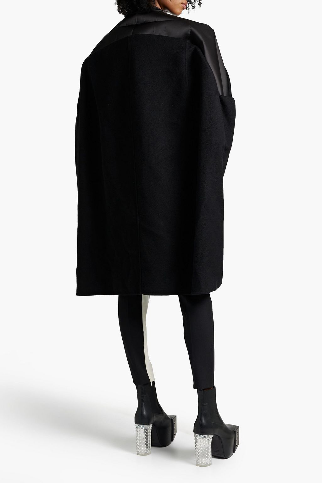 RICK OWENS Oversized quilted satin-paneled cashmere cape