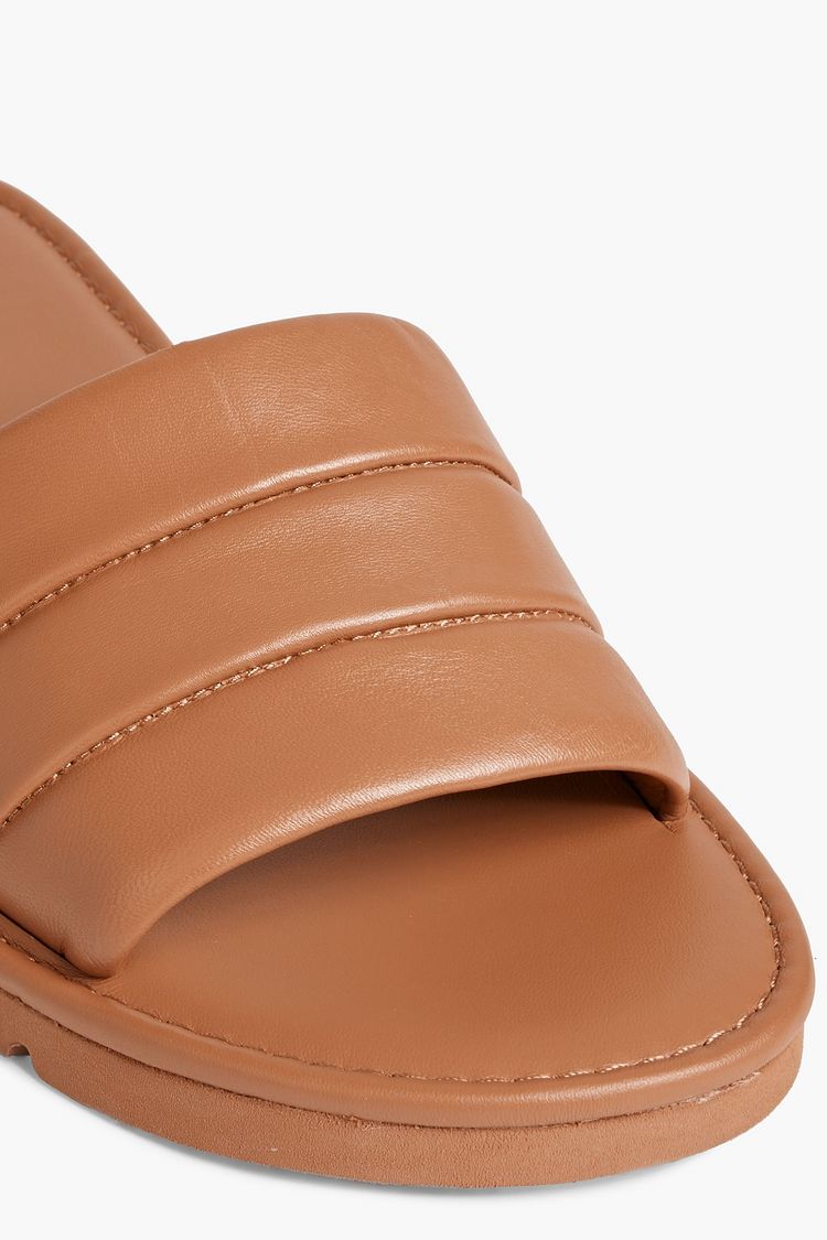 Tan Olina quilted leather slides | VINCE. | THE OUTNET
