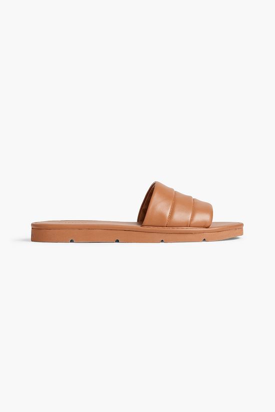 Vince Olina Quilted Slide In Beige Leather Sandals