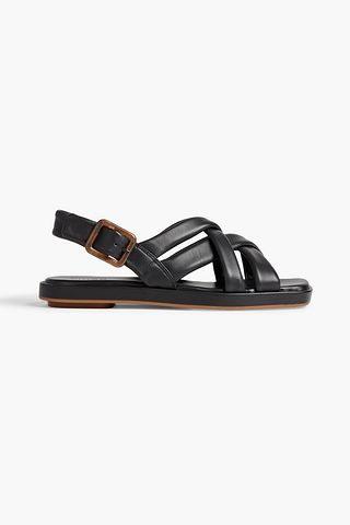 Black Rexx leather slingback sandals | VINCE. | THE OUTNET