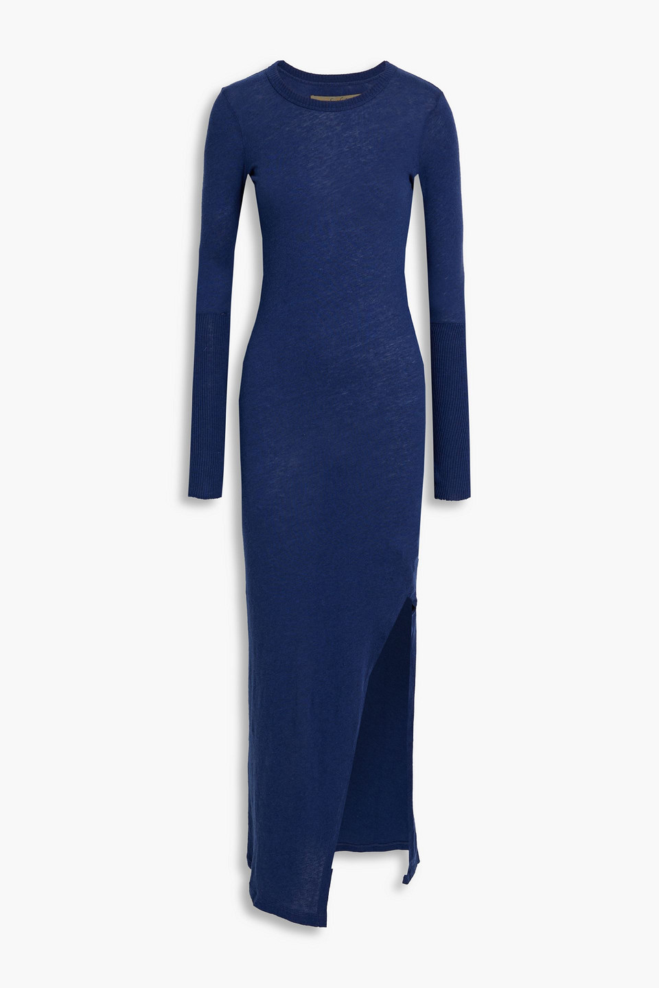 Enza Costa Cotton And Cashmere-blend Maxi Dress In Navy