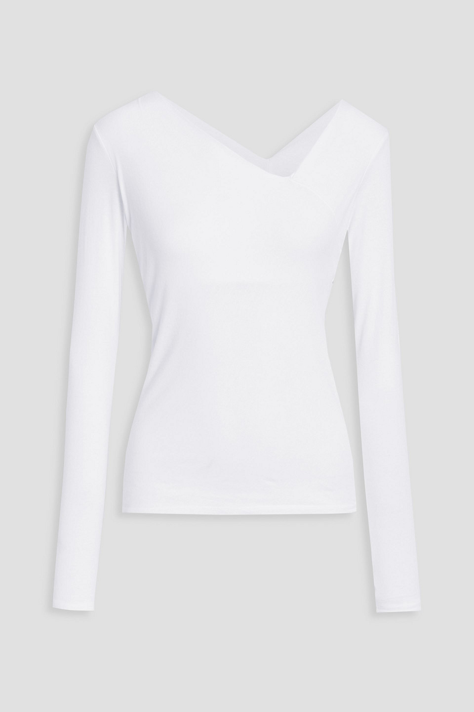 enza costa - asymmetric stretch-cotton jersey top - white - s