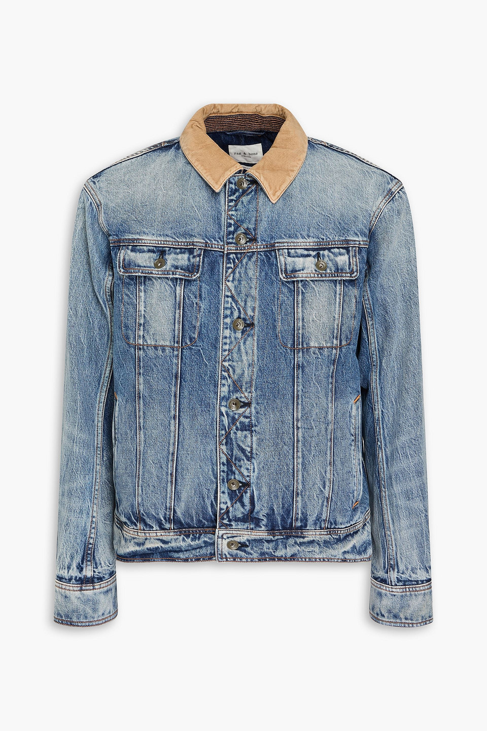 Rag & Bone Eli Jeansjacke Mit Cordbesatz In Mittelblauer Denim