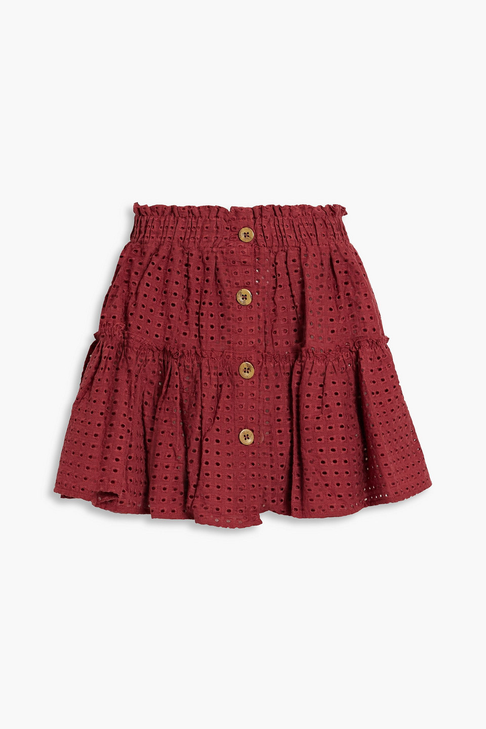 Eberjey Nellie Broderie Anglaise Cotton Mini Skirt In Brick