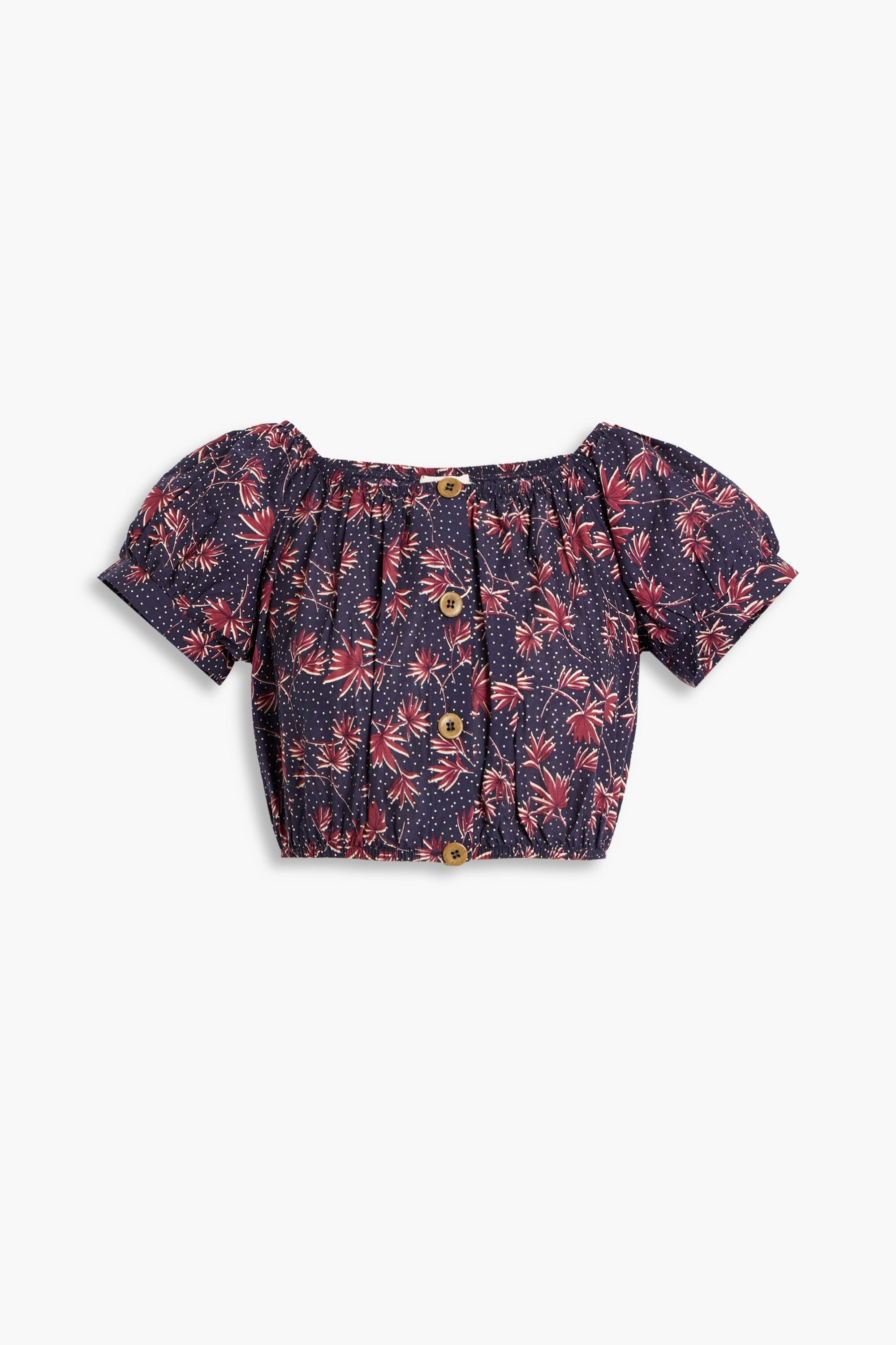 eberjey Harper cropped printed cotton top