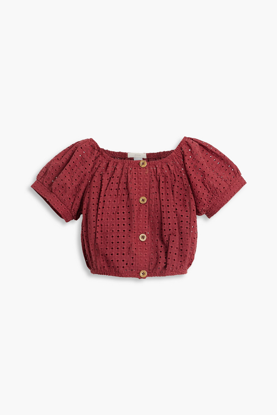 Eberjey Harper cropped broderie anglaise cotton top