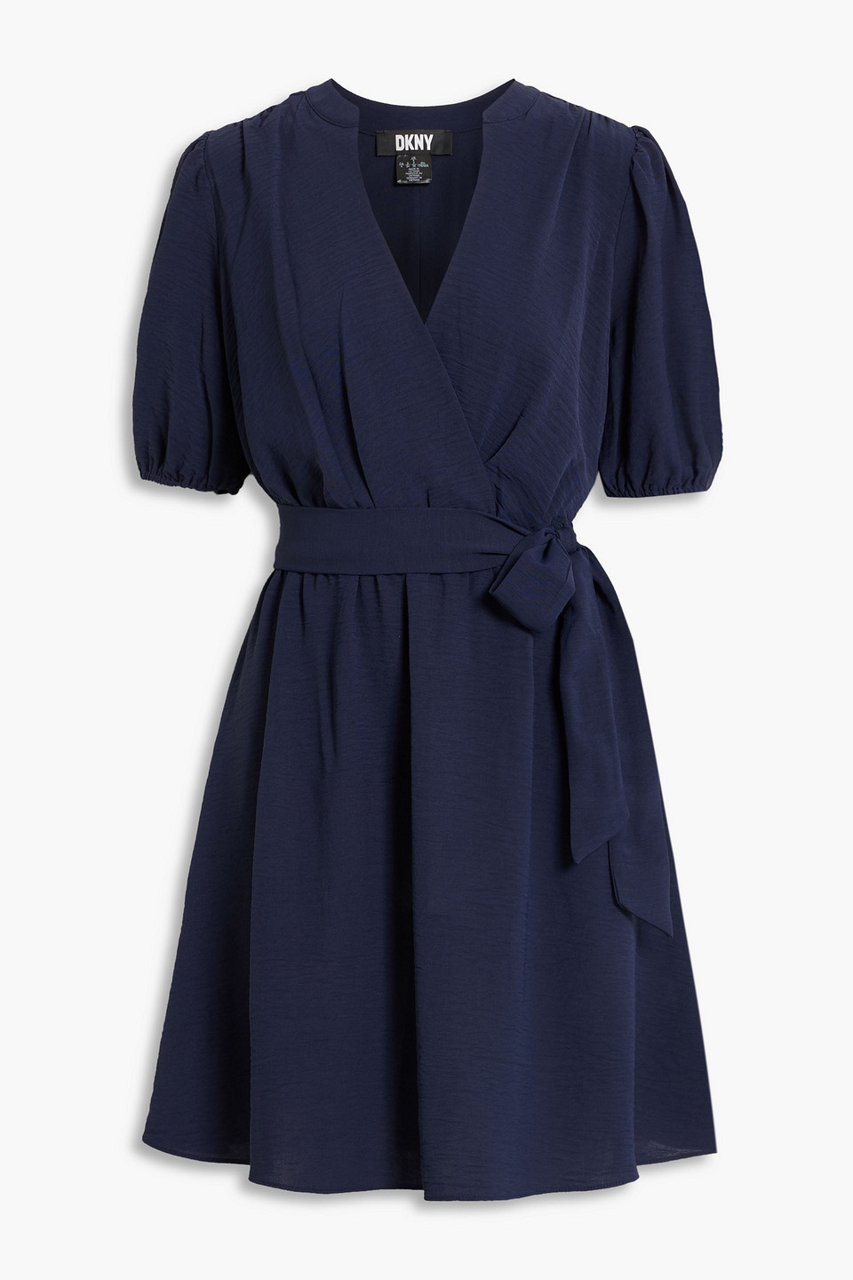 Wrap-effect crinkled woven mini dress