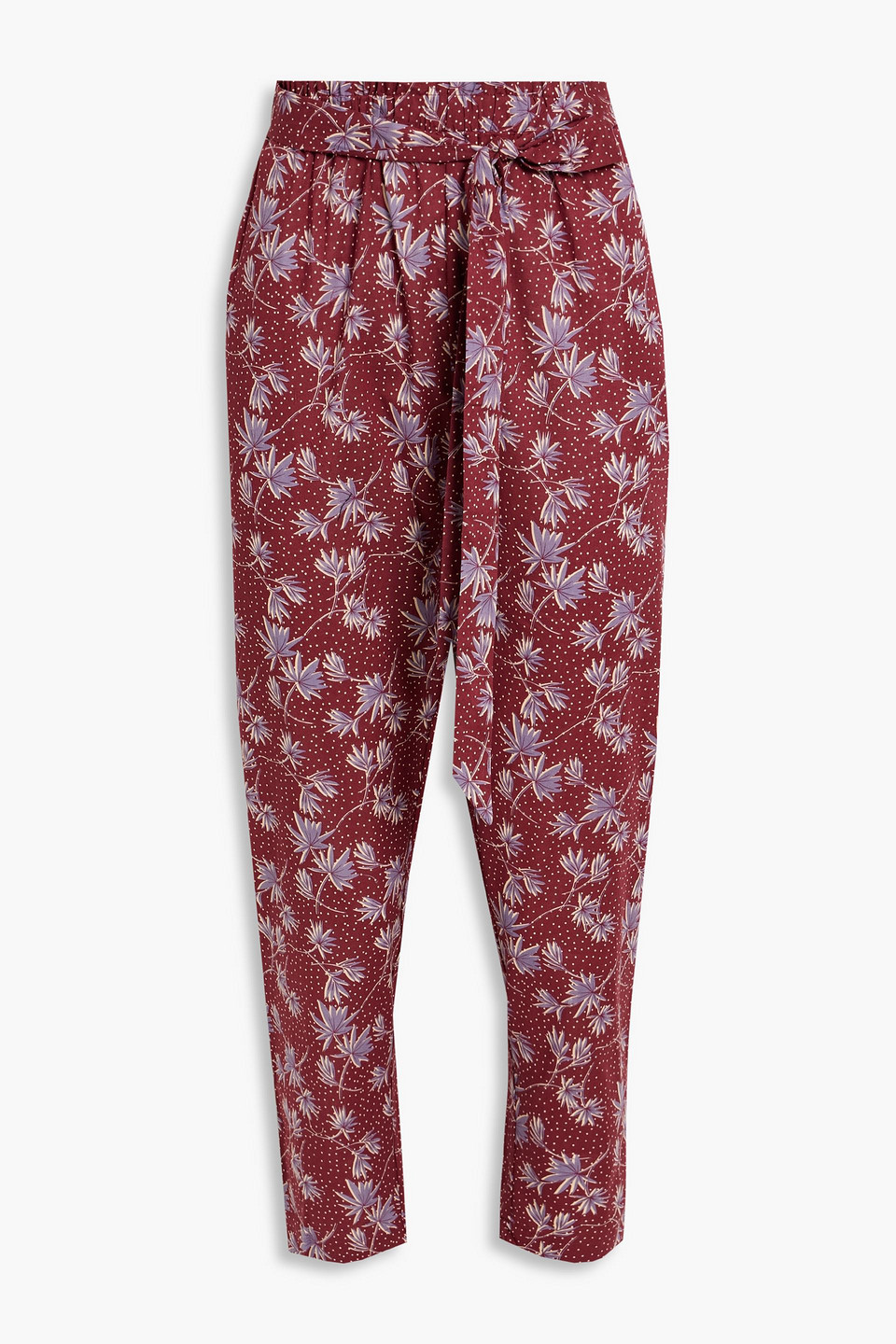 Eberjey Cropped printed cotton tapered pants