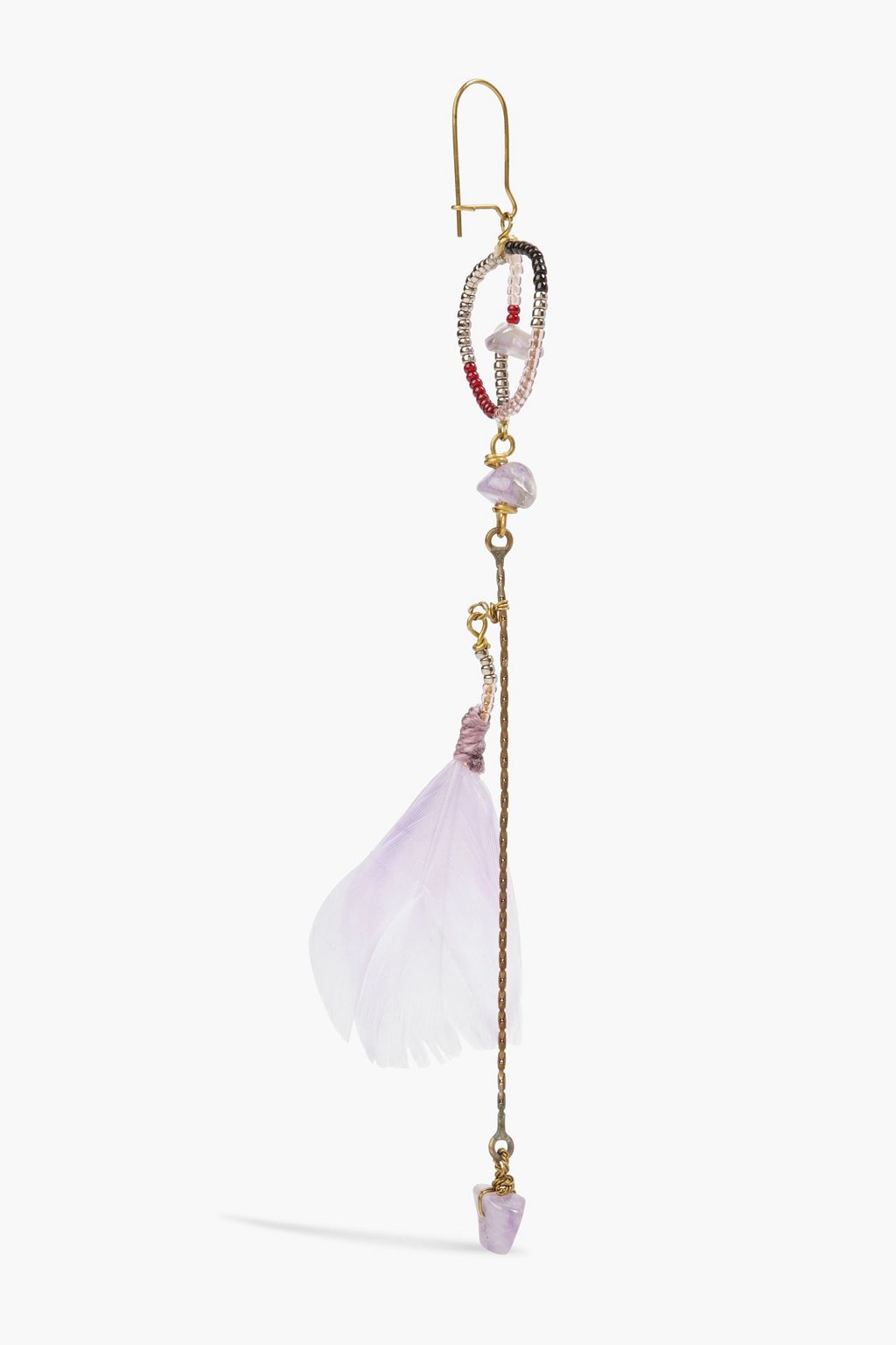 ETRO Gold-tone, stone, feather and bead earrings