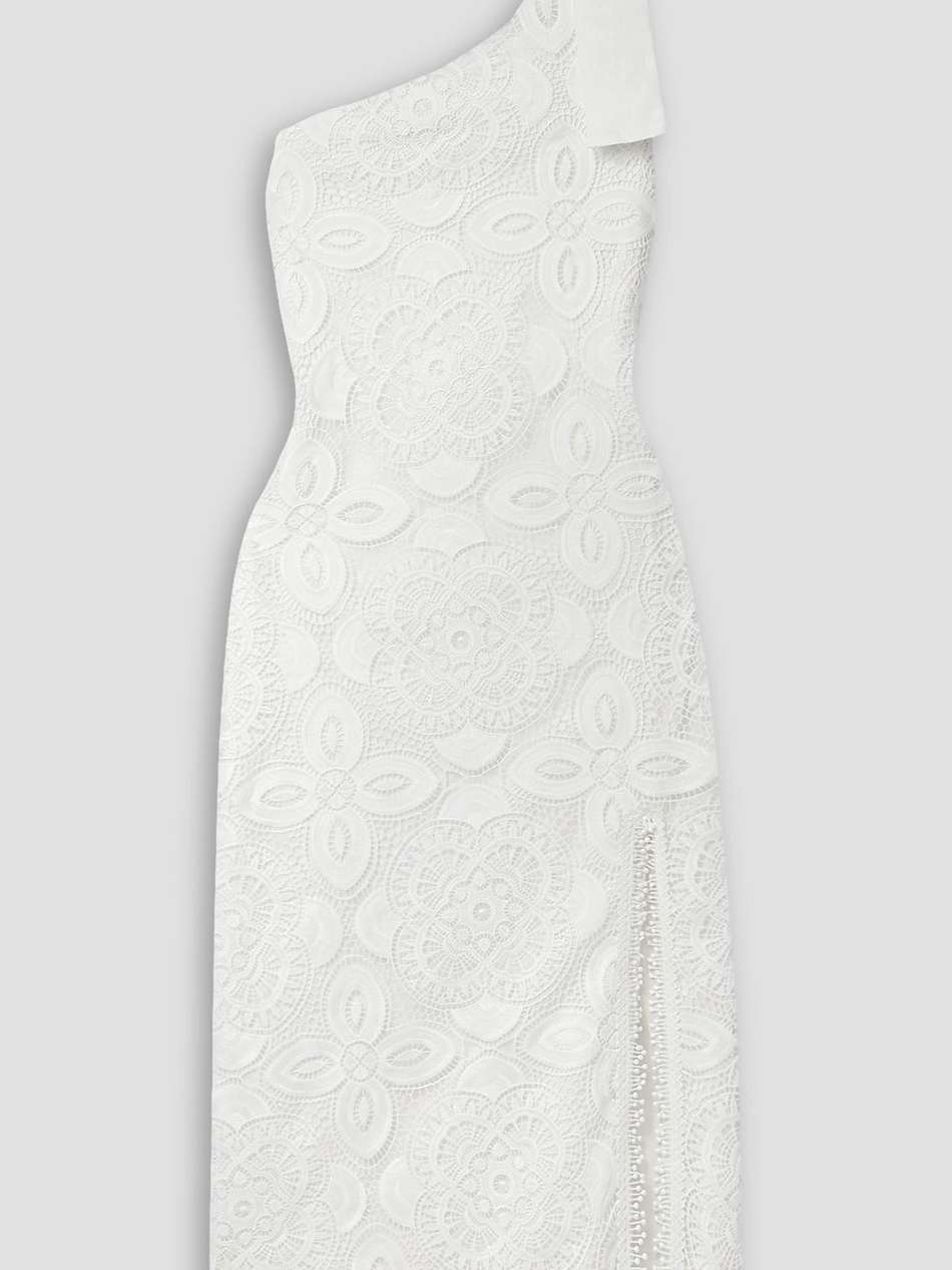 manglar one-shoulder guipure lace midi dress