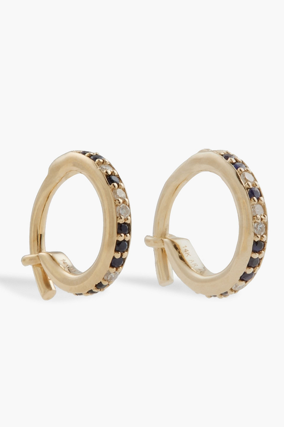 Adina Reyter 14-karat Gold, Diamond And Sapphire Hoop Earrings