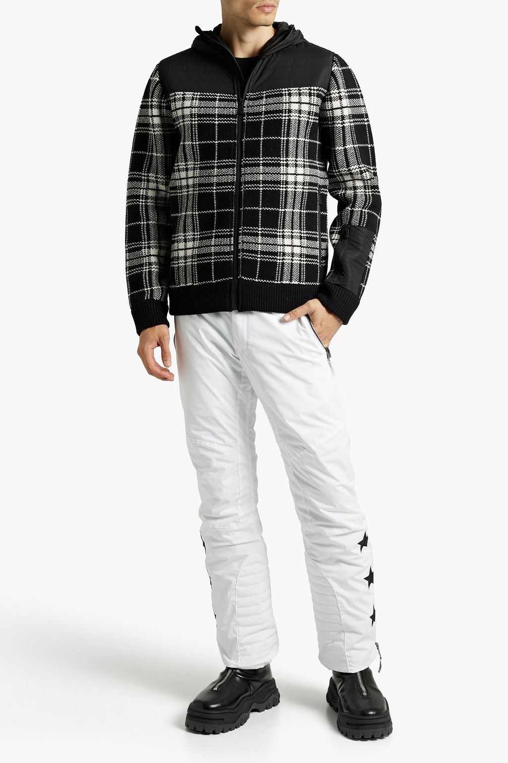 AZTECH MOUNTAIN Larkspur shell-paneled jacquard-knit wool zip-up hoodie