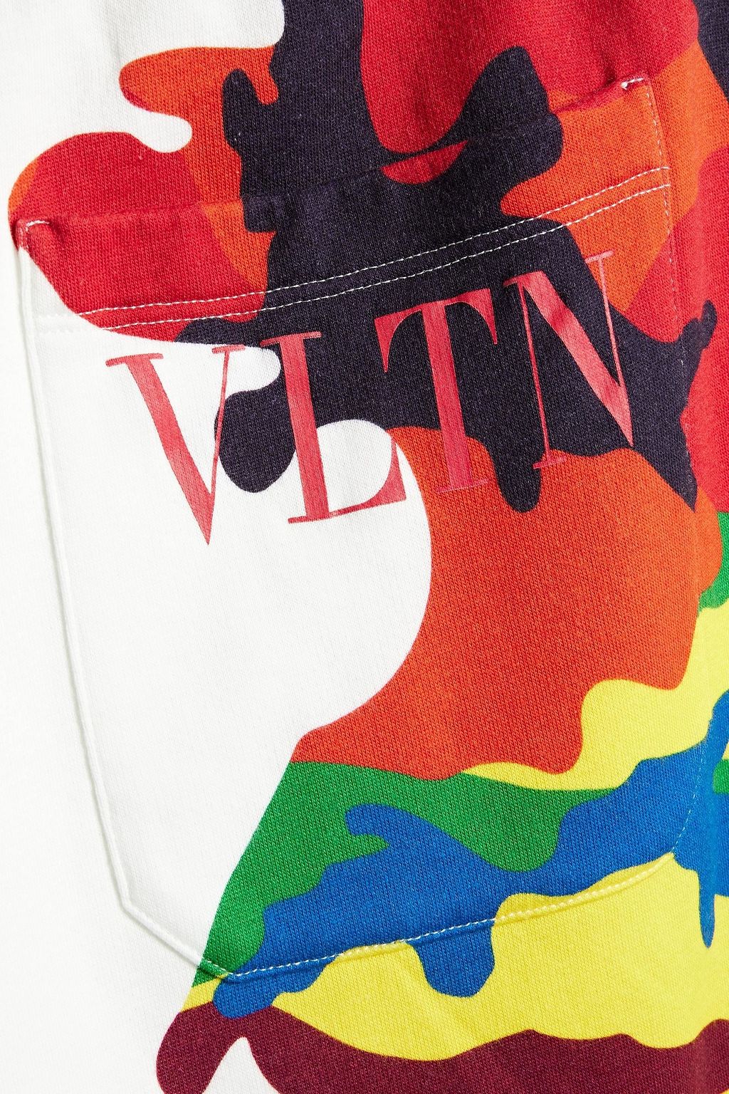 VALENTINO GARAVANI Camouflage-print French cotton-blend terry drawstring shorts