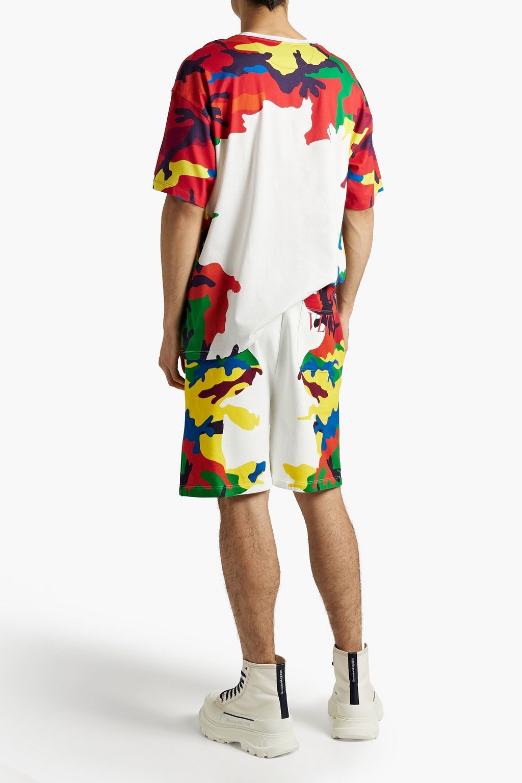 VALENTINO GARAVANI Camouflage-print French cotton-blend terry drawstring shorts
