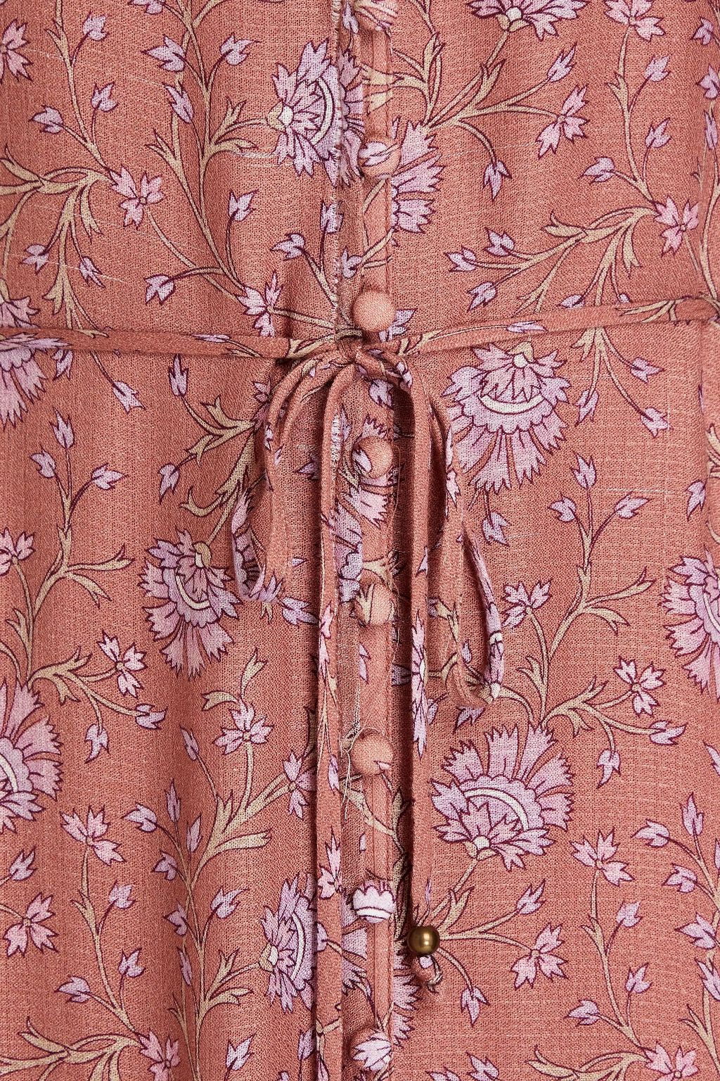 TIGERLILY Aurora Leona gathered printed crepe maxi dress Sale up to