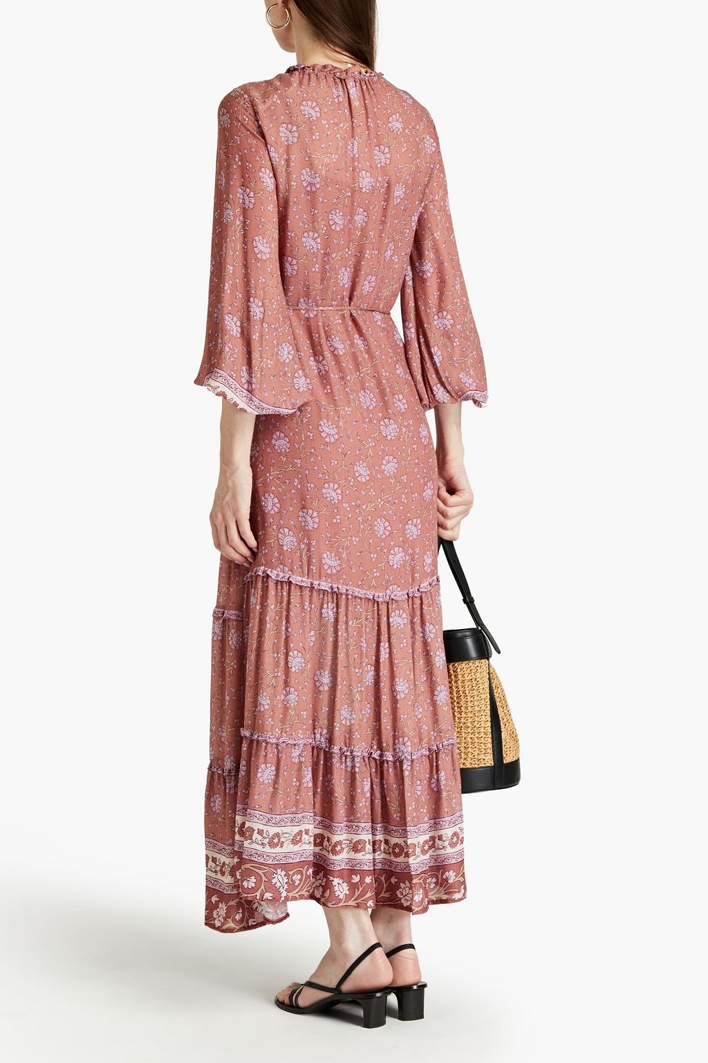 TIGERLILY Aurora Leona gathered printed crepe maxi dress Sale up to