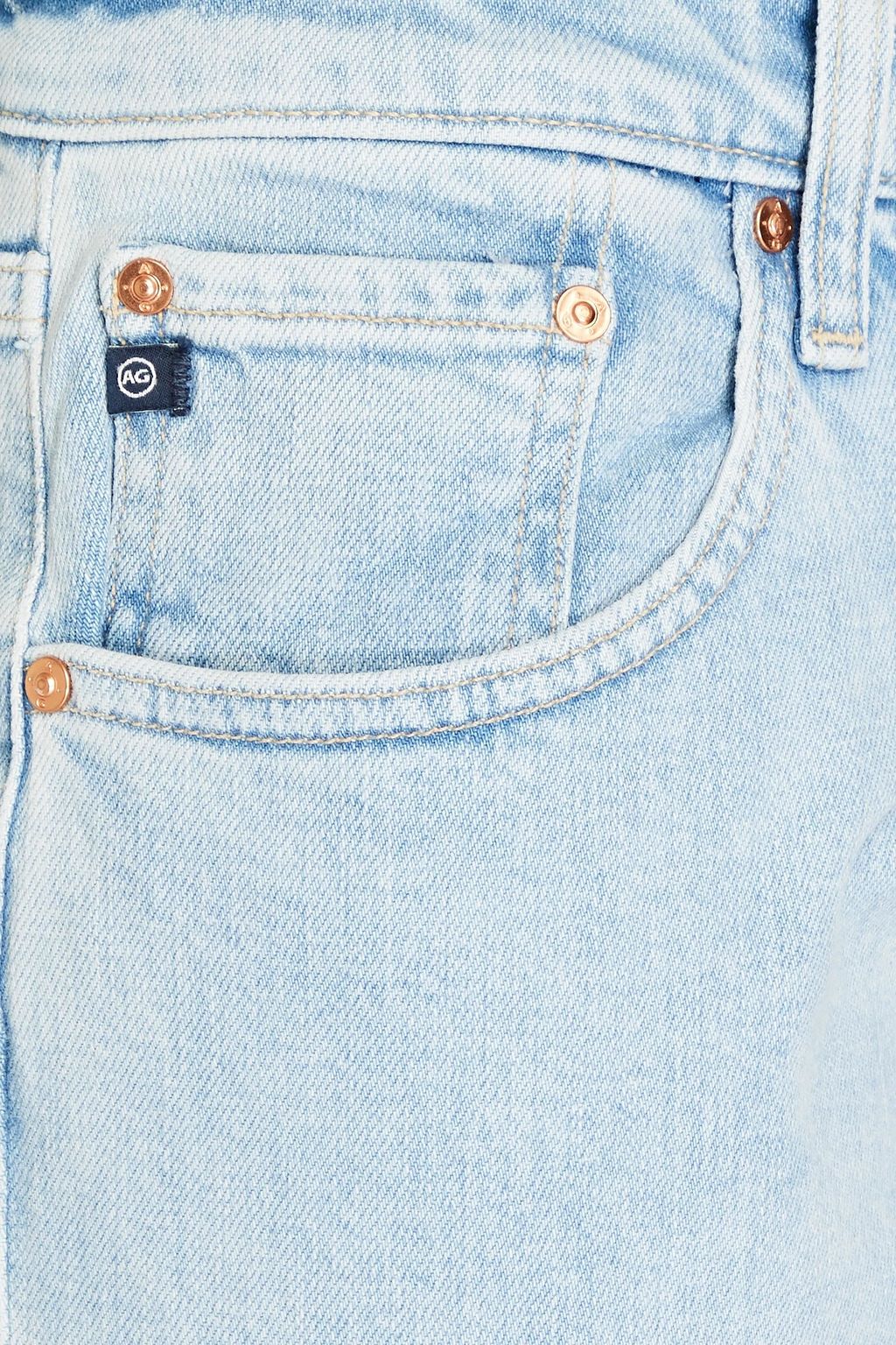 AG JEANS بنطلون جينز بوي فريند بخصر متوسط الارتفاع مزين بأهداب