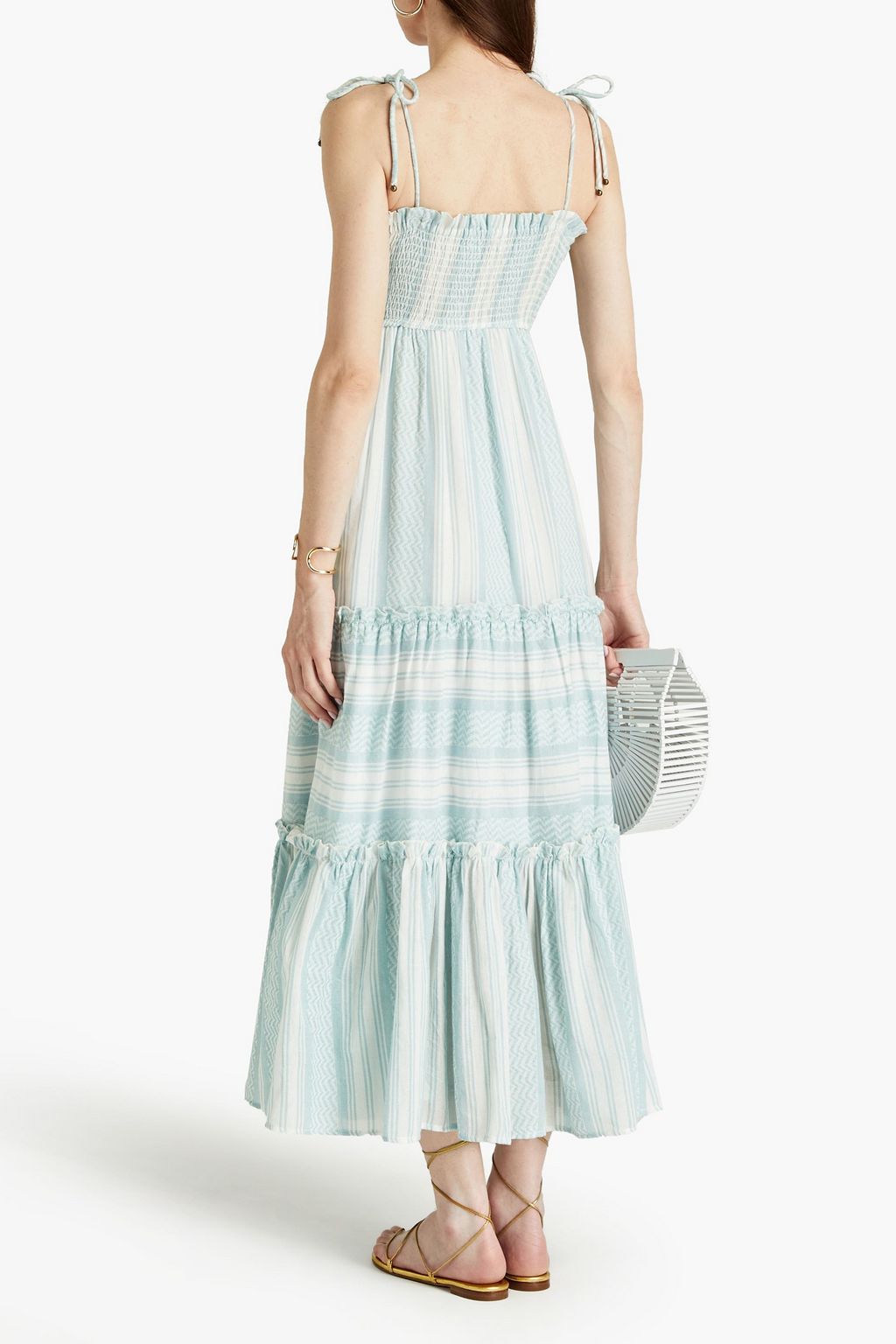TIGERLILY Okimi Roisini shirred cotton-jacquard maxi dress