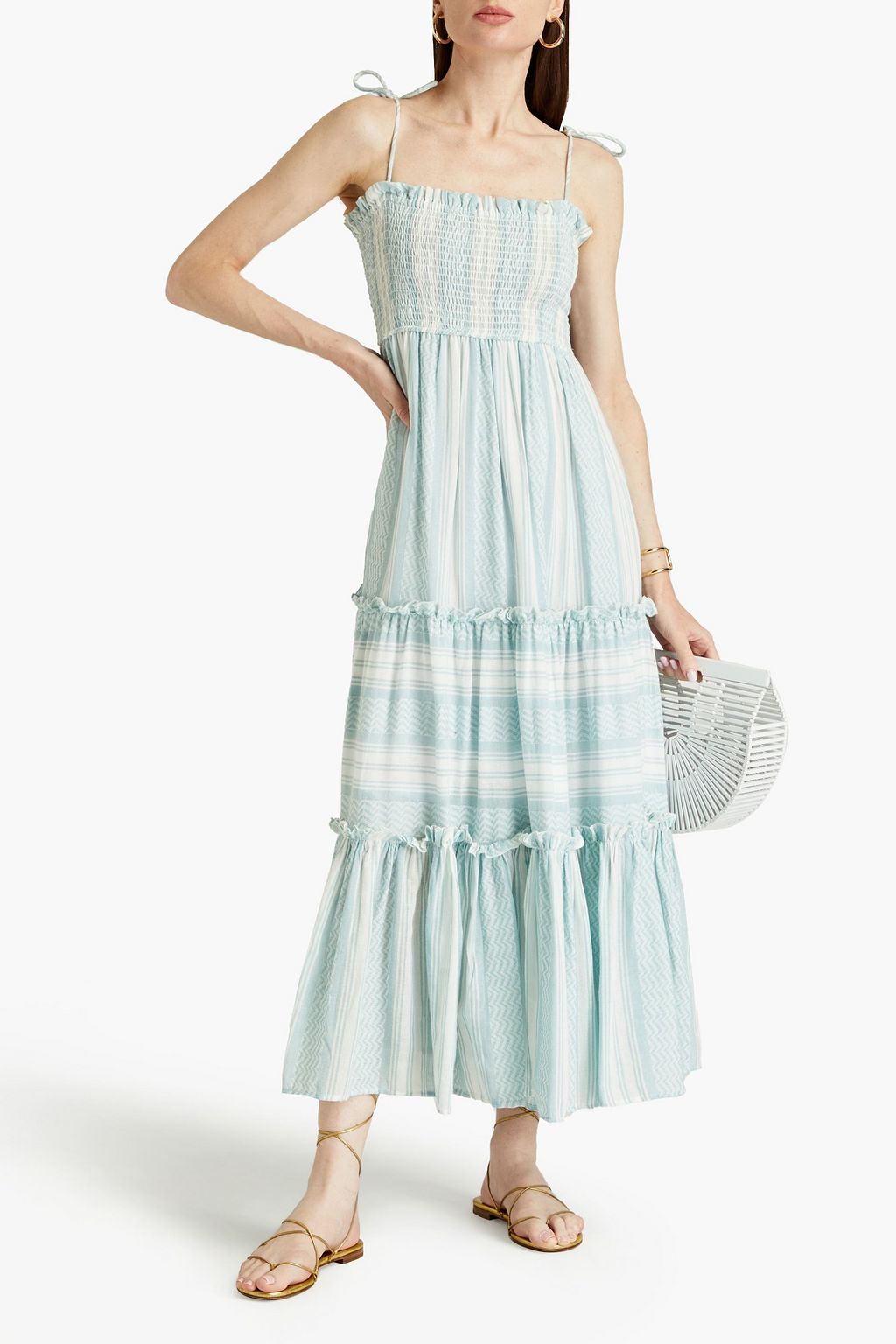 TIGERLILY Okimi Roisini shirred cotton-jacquard maxi dress