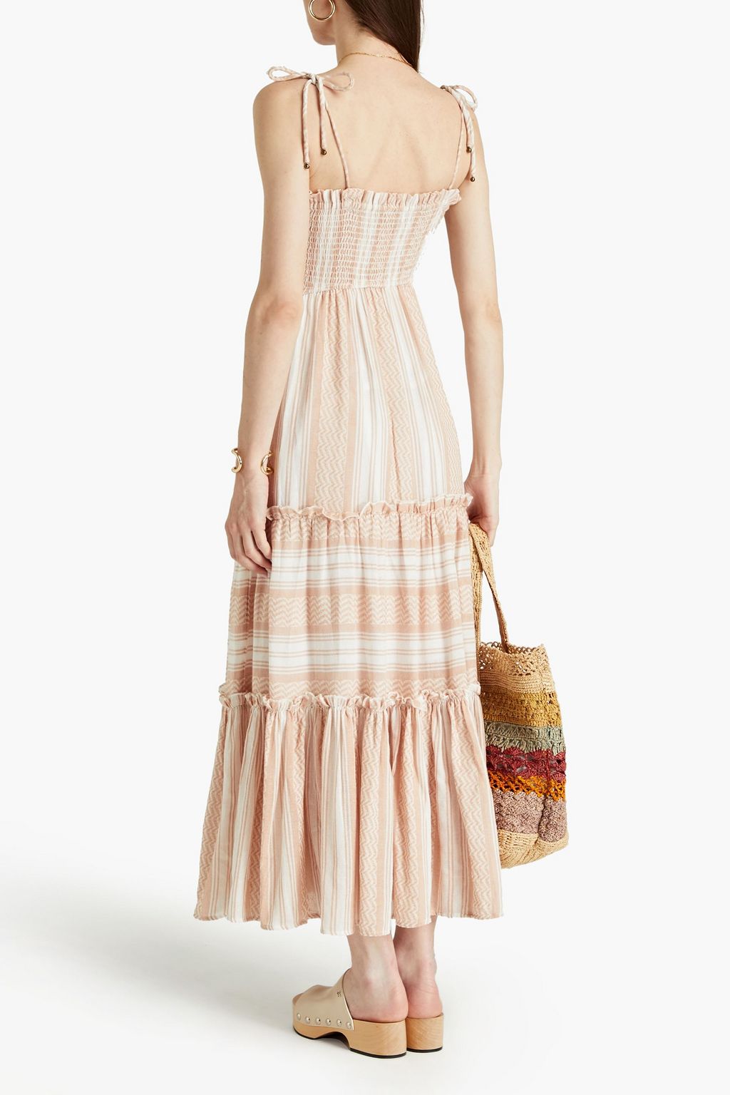 TIGERLILY Okimi Roisini shirred cotton-jacquard maxi dress