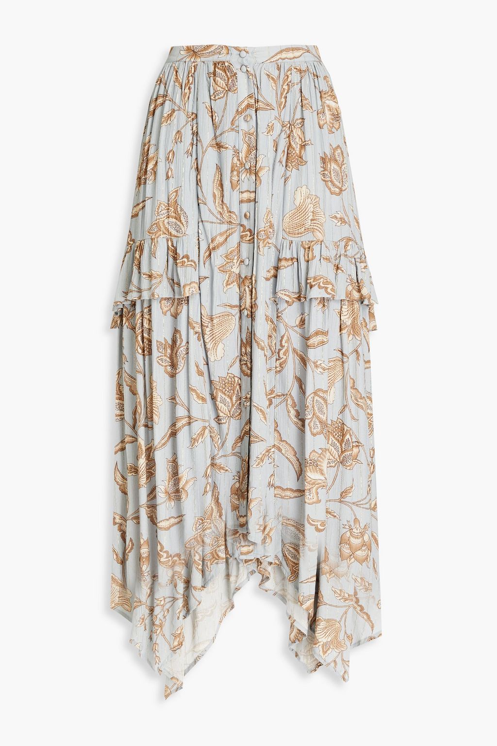 TIGERLILY Amyris Darbie gathered printed crepon midi skirt | THE OUTNET