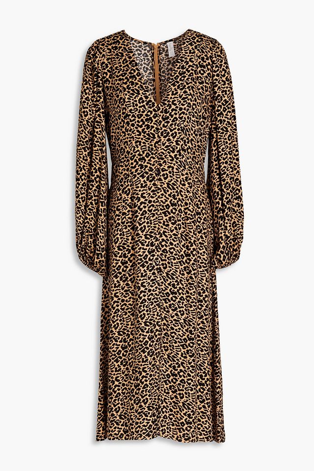 Jemila Raquel leopard-jacquard midi dress