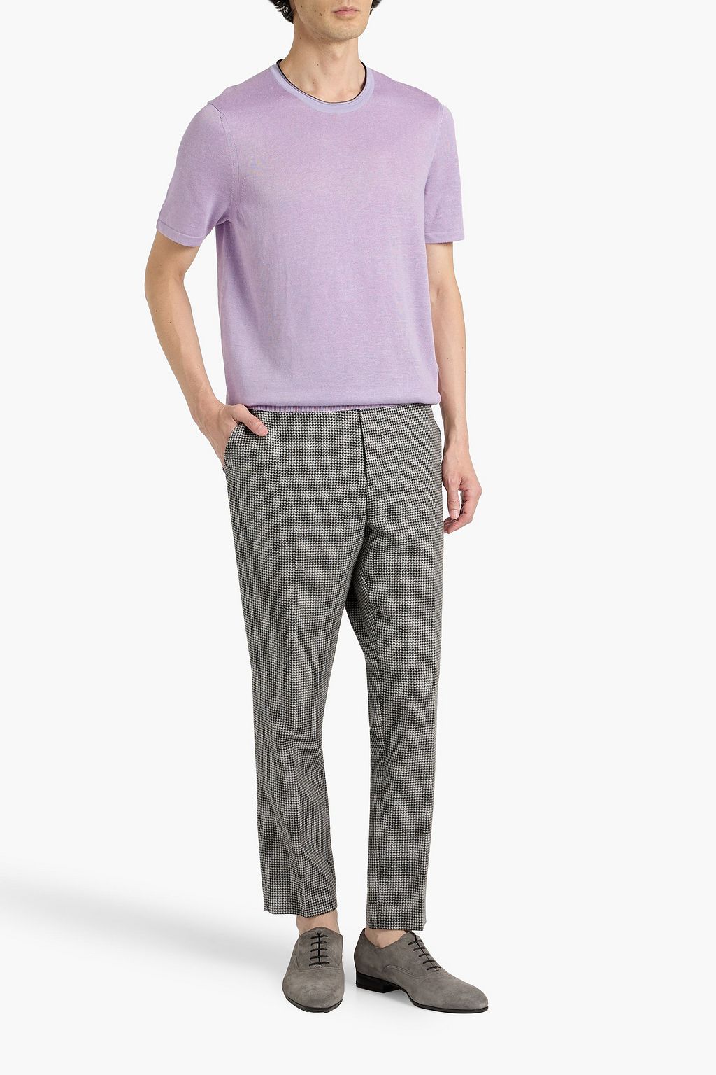 DUNHILL Linen and silk-blend T-shirt